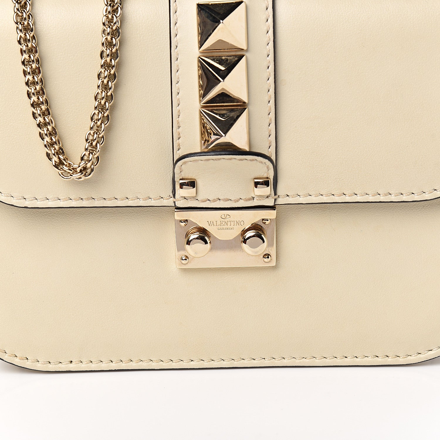 Valentino Garavani Vitello Small Glam Lock Rockstud Flap White 9 of 9