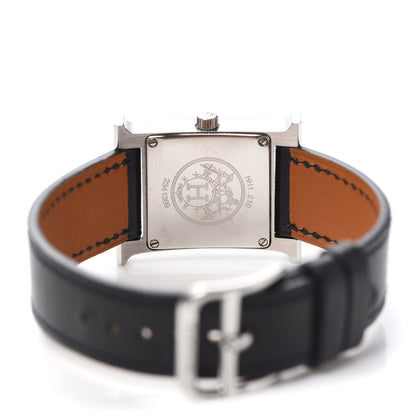 Hermes Stainless Steel Barenia 21mm Heure H Hour Quartz Watch Noir 4 of 6