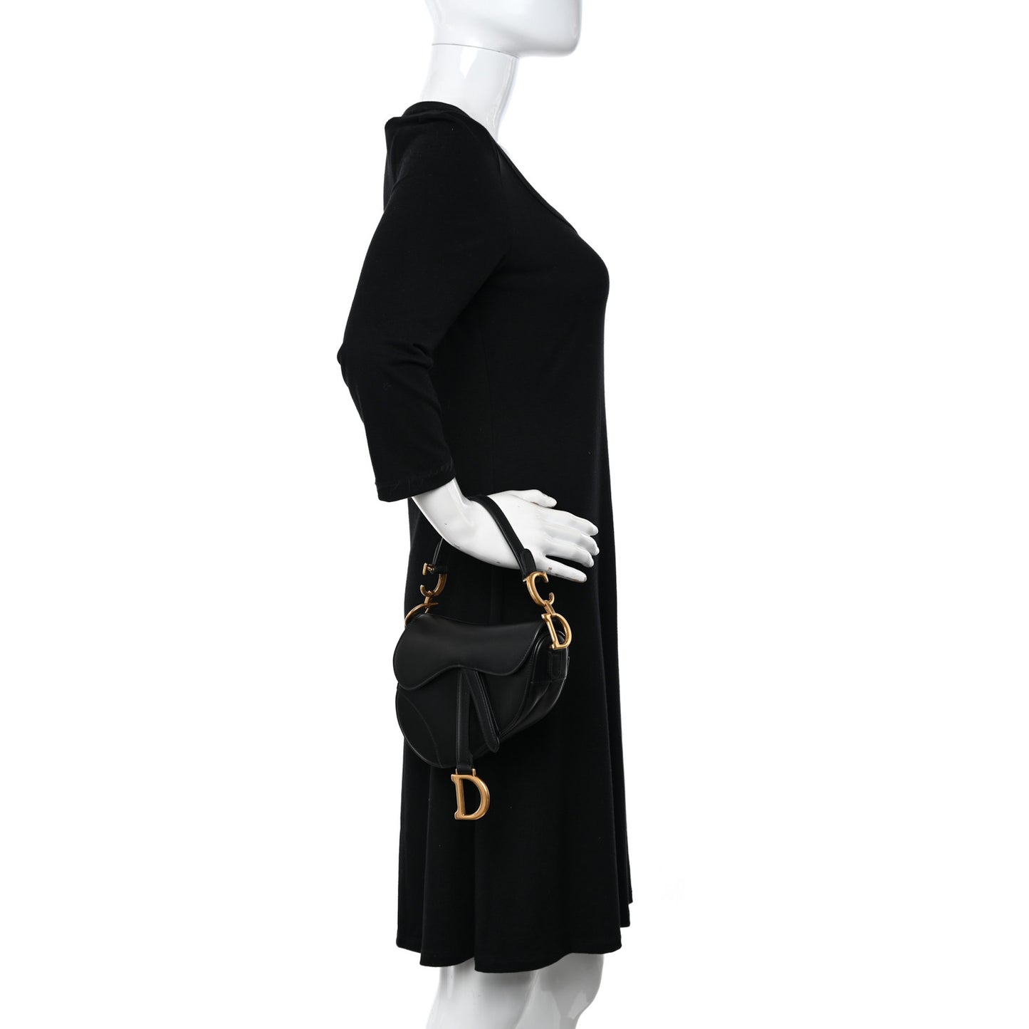 Calfskin Mini Saddle Bag Black