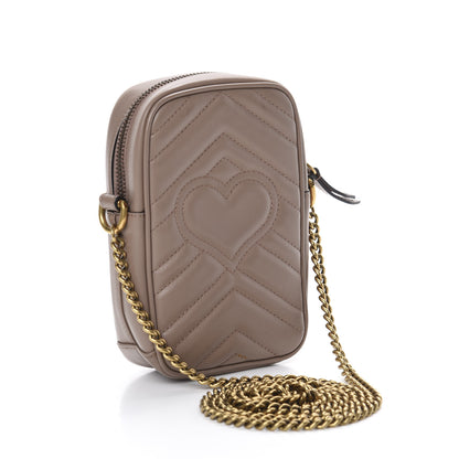 Gucci Calfskin Matelasse Mini GG Marmont Crossbody Bag Porcelain Rose 3 of 10
