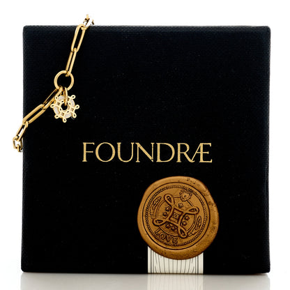 Foundrae 18K Yellow Gold Enamel True Love Classic Fob Chain Bracelet White 4 of 4
