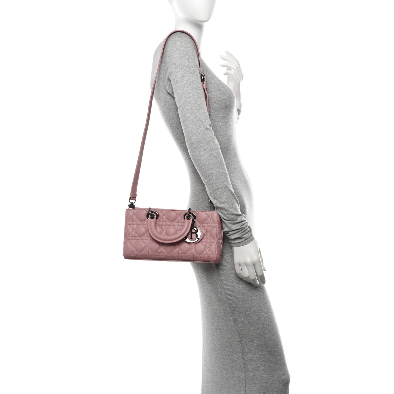 Christian Dior Lambskin Cannage Medium Lady D-Joy Old Rose 2 of 12