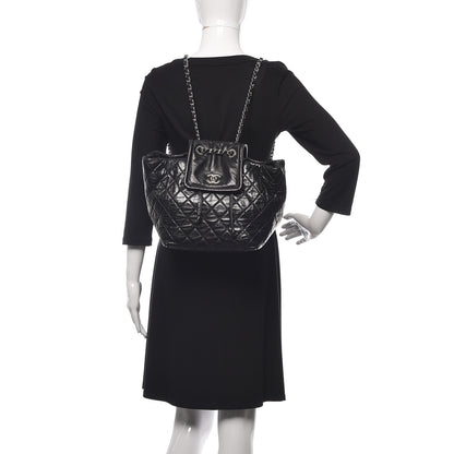 Chanel Glazed Calfskin Quilted Beijing Backpack Black 2 of 10