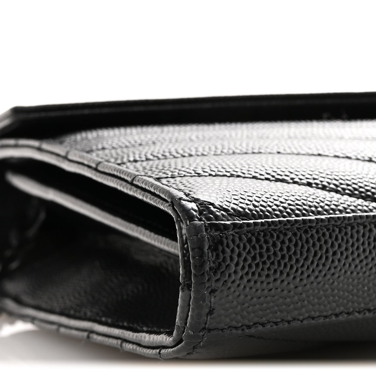 Grain De Poudre Matelasse Chevron Monogram Monochrome Chain Wallet Black