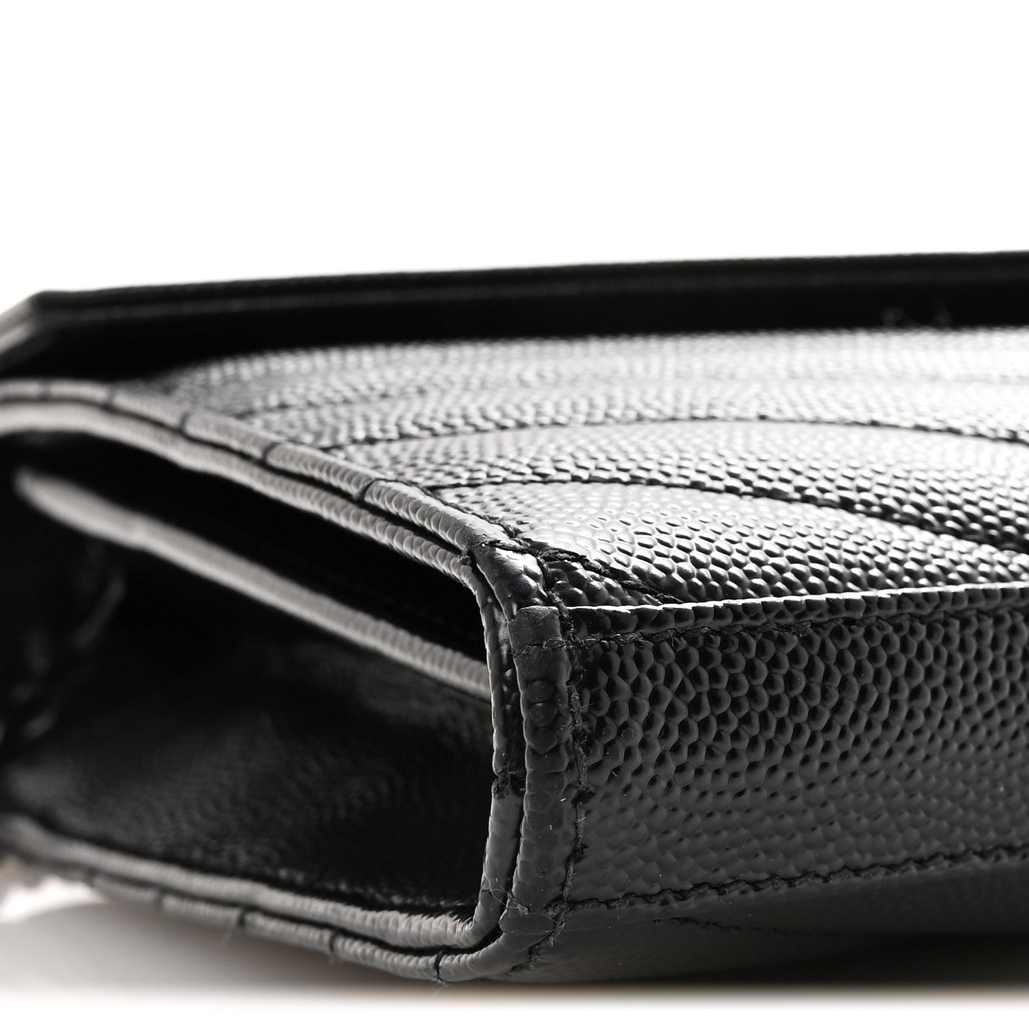 Saint Laurent Grain De Poudre Matelasse Chevron Monogram Monochrome Chain Wallet Black 8 of 9
