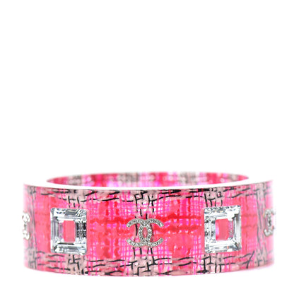 Chanel Resin Crystal CC Bangle Bracelet Pink 1 of 4