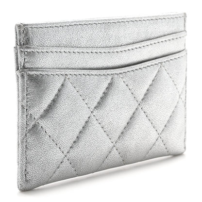 Chanel Metallic Lambskin Quilted CC Card Holder Silver 3 of 8