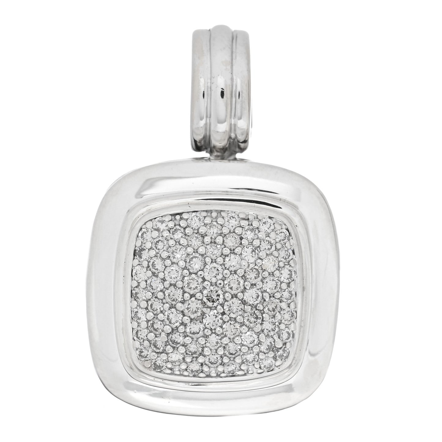 Sterling Silver 18K White Gold Diamond 14mm Albion Pendant
