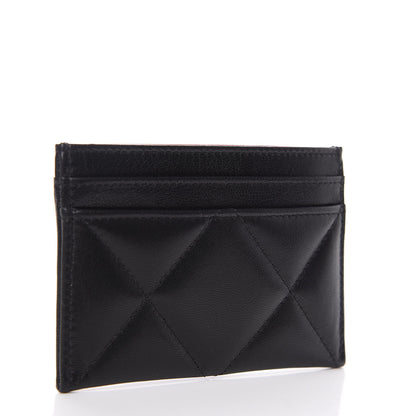 Chanel Shiny Goatskin Quilted Chanel 19 Card Holder Black 2 of 9