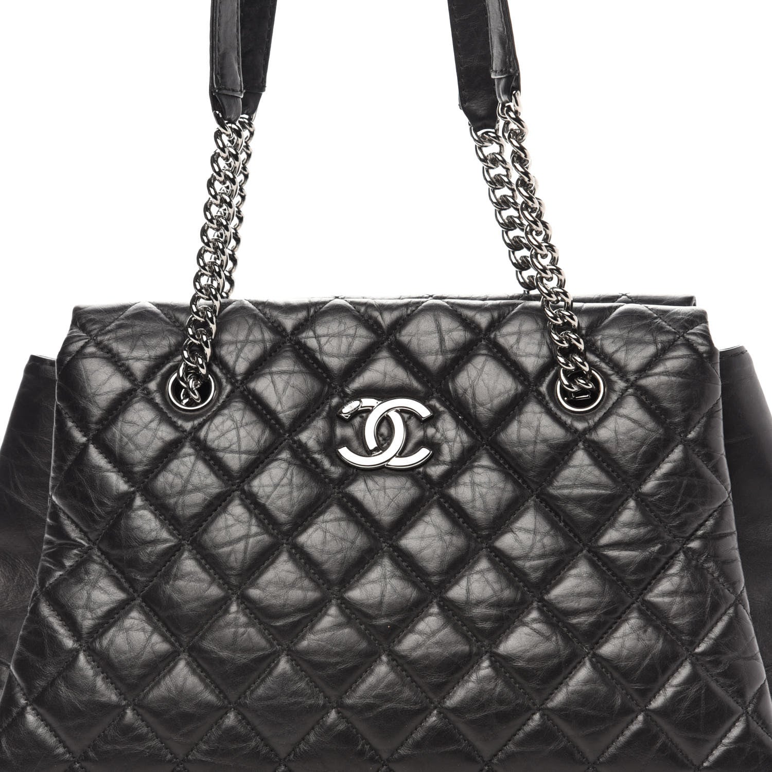 Chanel Aged Calfskin Quilted Lady Pearly Tote Black 10 of 10