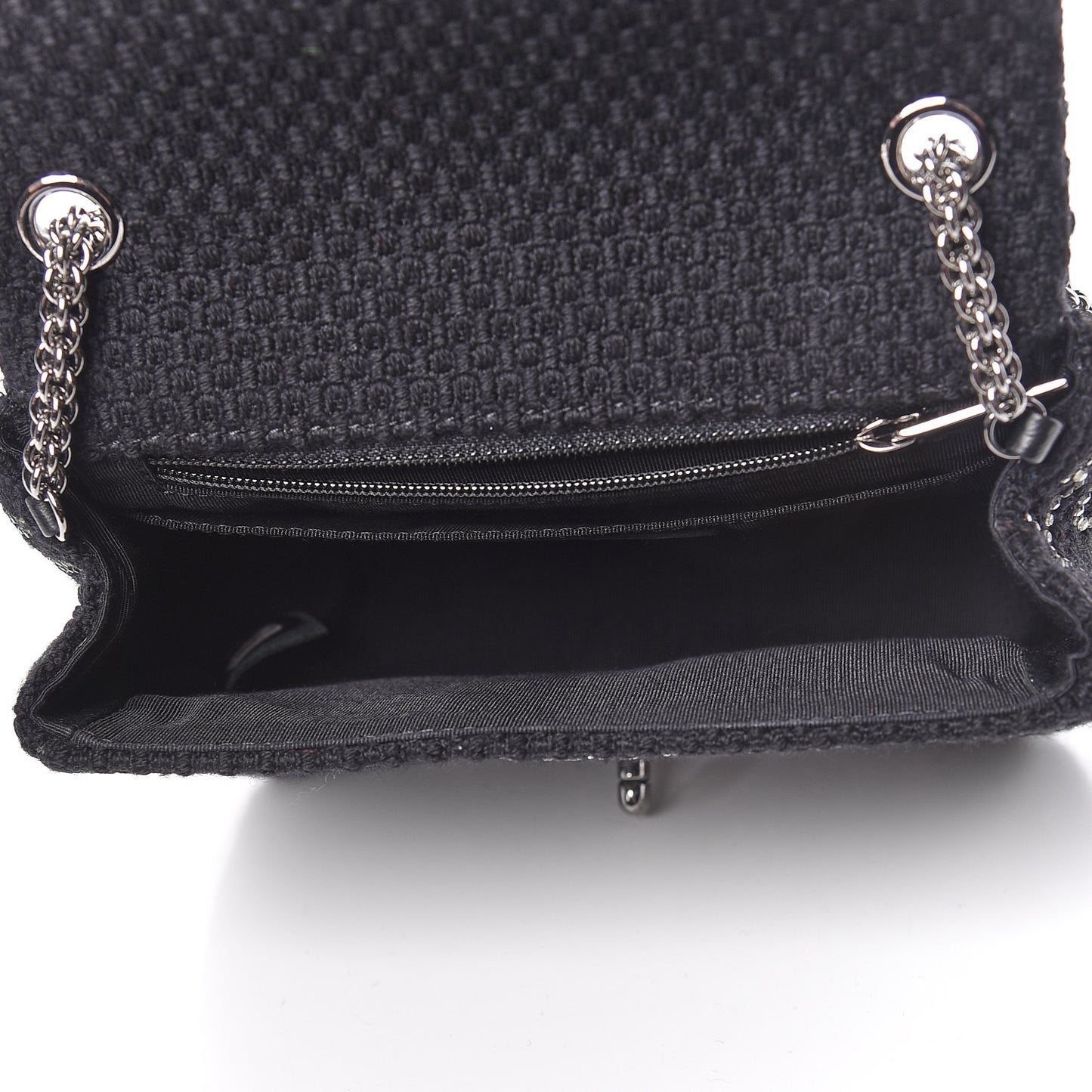 Tweed Strass Mini Pudong Flap Black