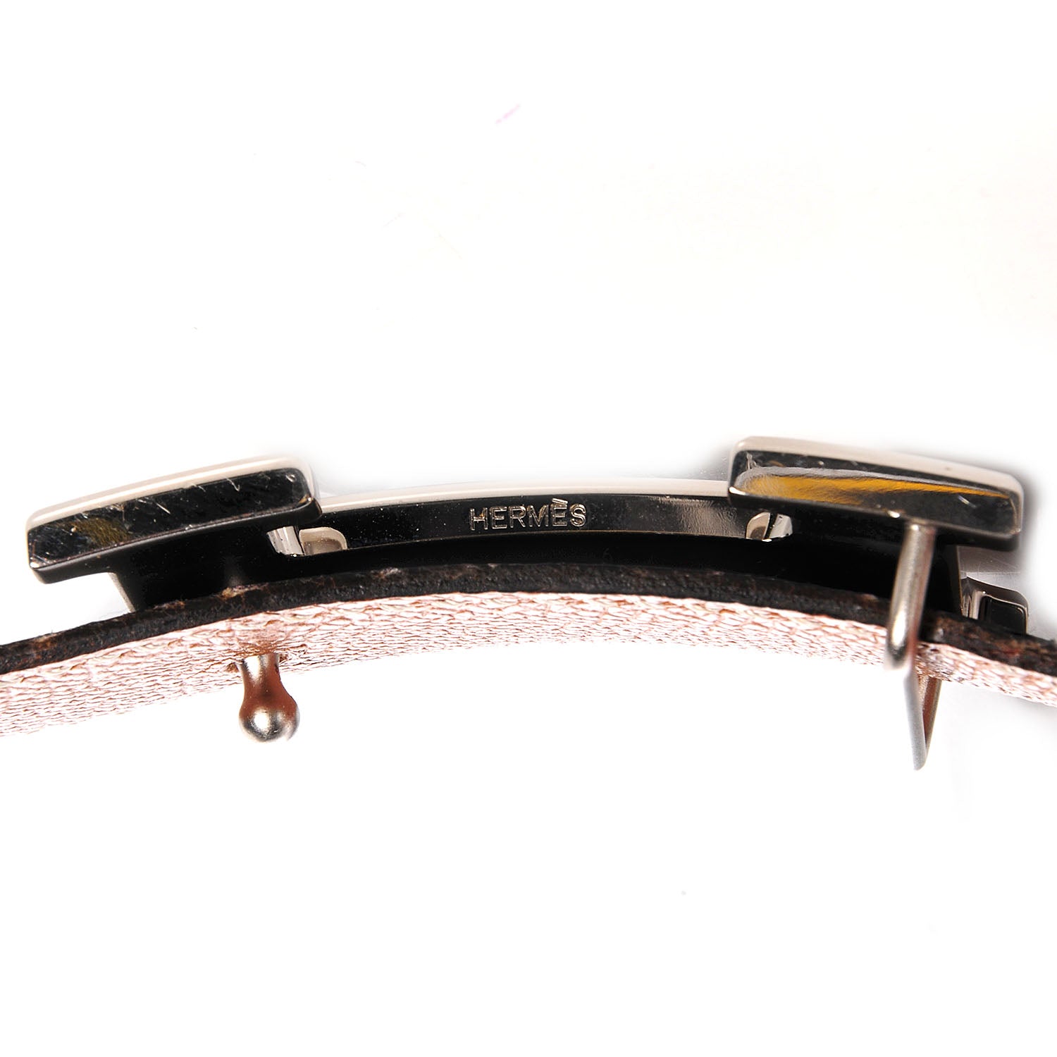 Hermes Box Courchevel Reversible Constance Brushed Silver 32mm H Belt 65 Noir Gold 6 of 6