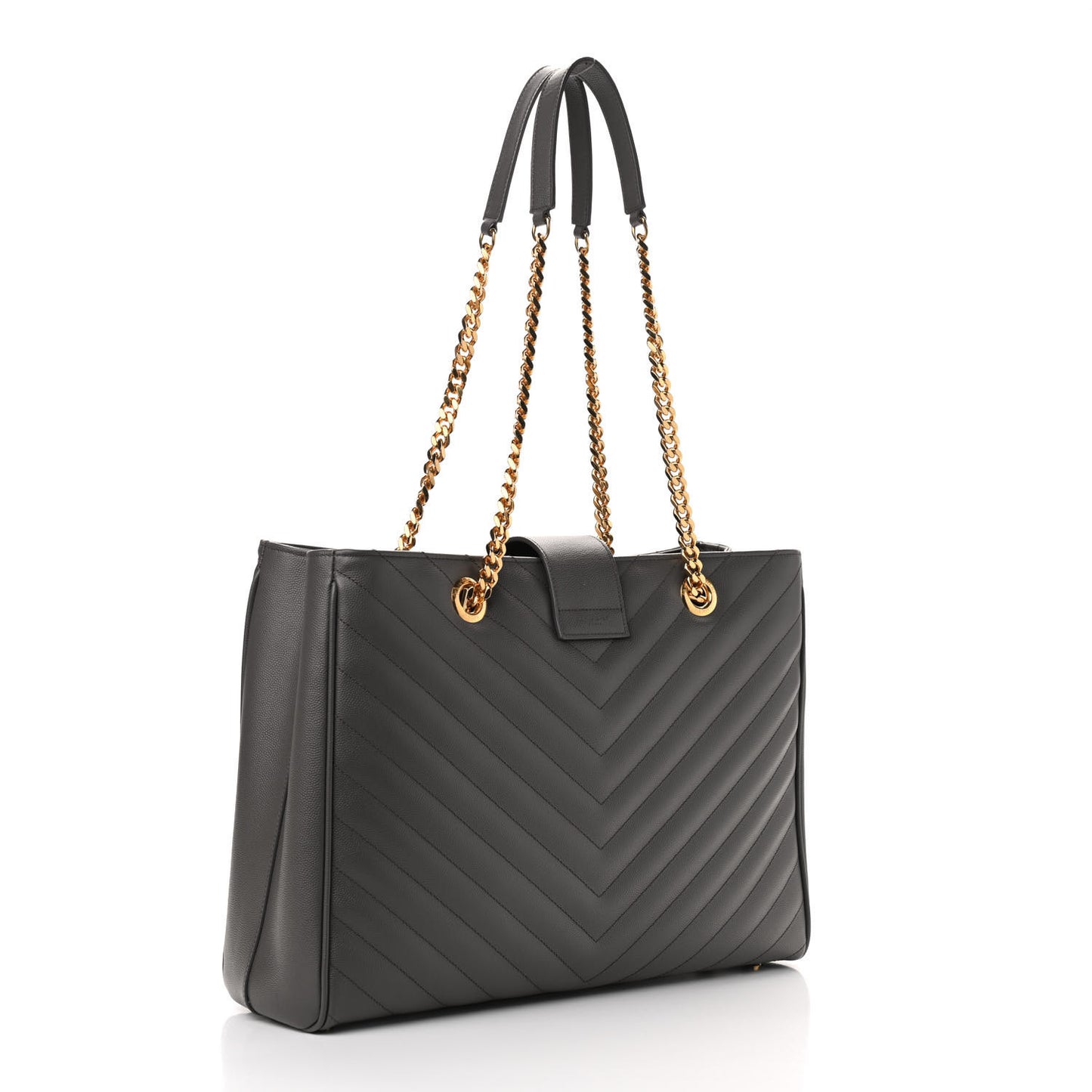 Grain De Poudre Matelasse Chevron Monogram Shopping Bag Fog