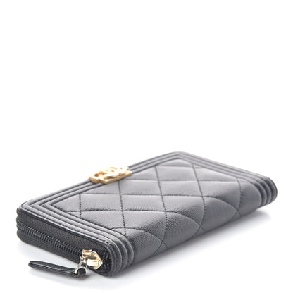 Chanel Caviar Quilted Small Boy Zip Around Wallet Black 4 of 12