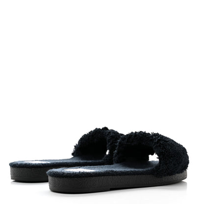 Chanel Terry CC Flat Mules Sandals 38 Black 4 of 9