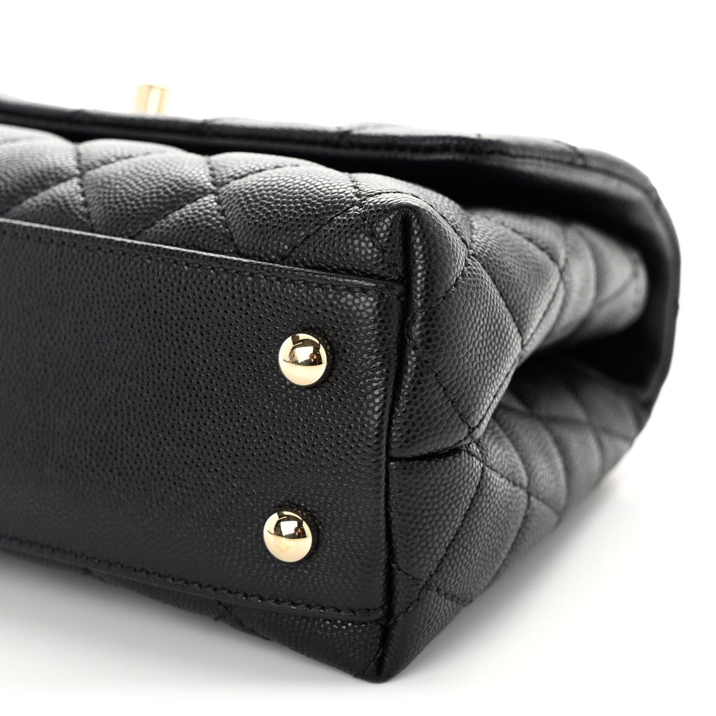 Caviar Quilted Mini Coco Handle Flap Black