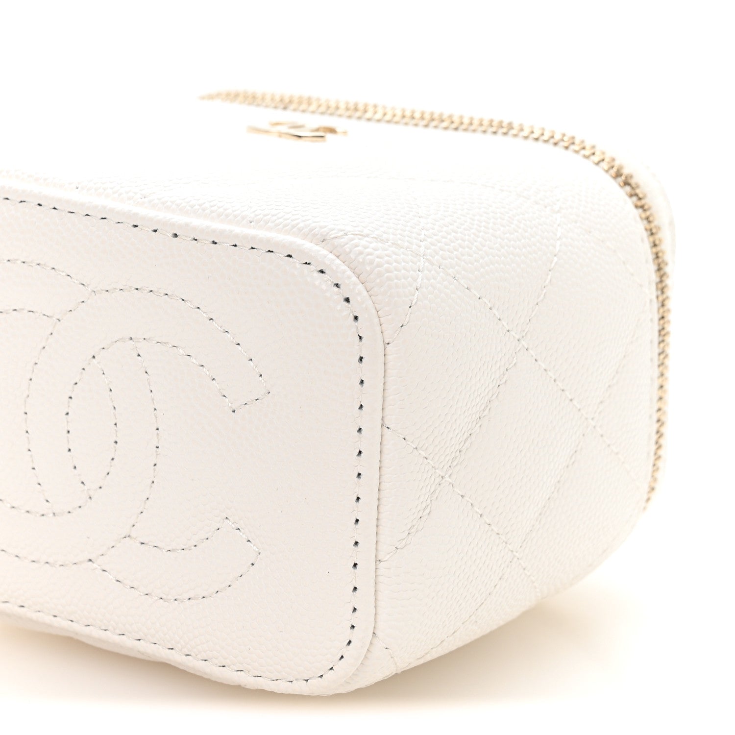 Chanel Caviar Quilted Mini Vanity Case With Chain White 10 of 11