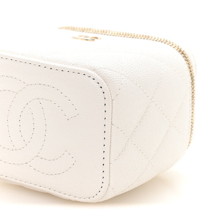 Chanel Caviar Quilted Mini Vanity Case With Chain White 10 of 11
