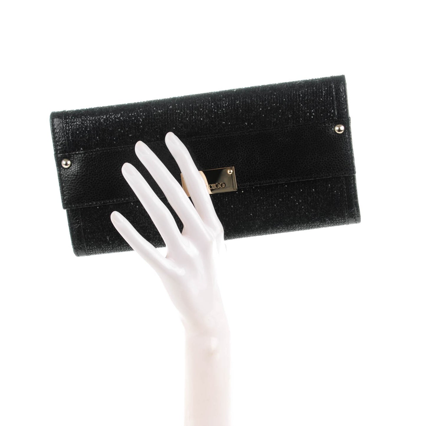 Glitter Fabric Reese Clutch Black