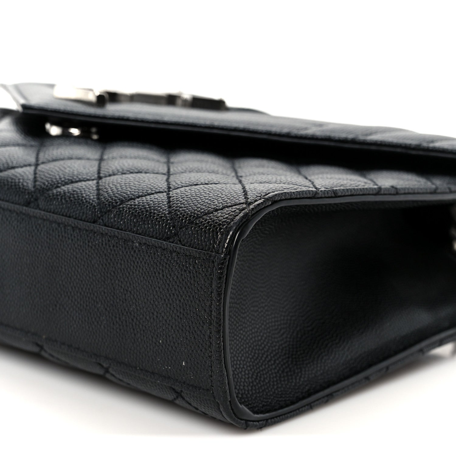 Saint Laurent Grain De Poudre Textured Mixed Matelasse Triquilt Medium Monogram Satchel Black 11 of 11