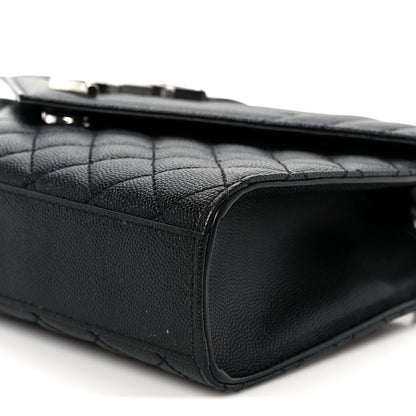 Saint Laurent Grain De Poudre Textured Mixed Matelasse Triquilt Medium Monogram Satchel Black 11 of 11