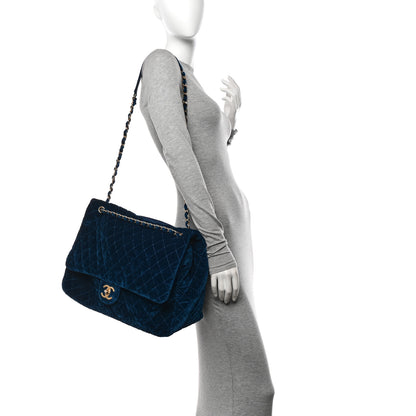 Chanel Velvet Quilted XXL Travel Flap Bag Blue 2 of 11