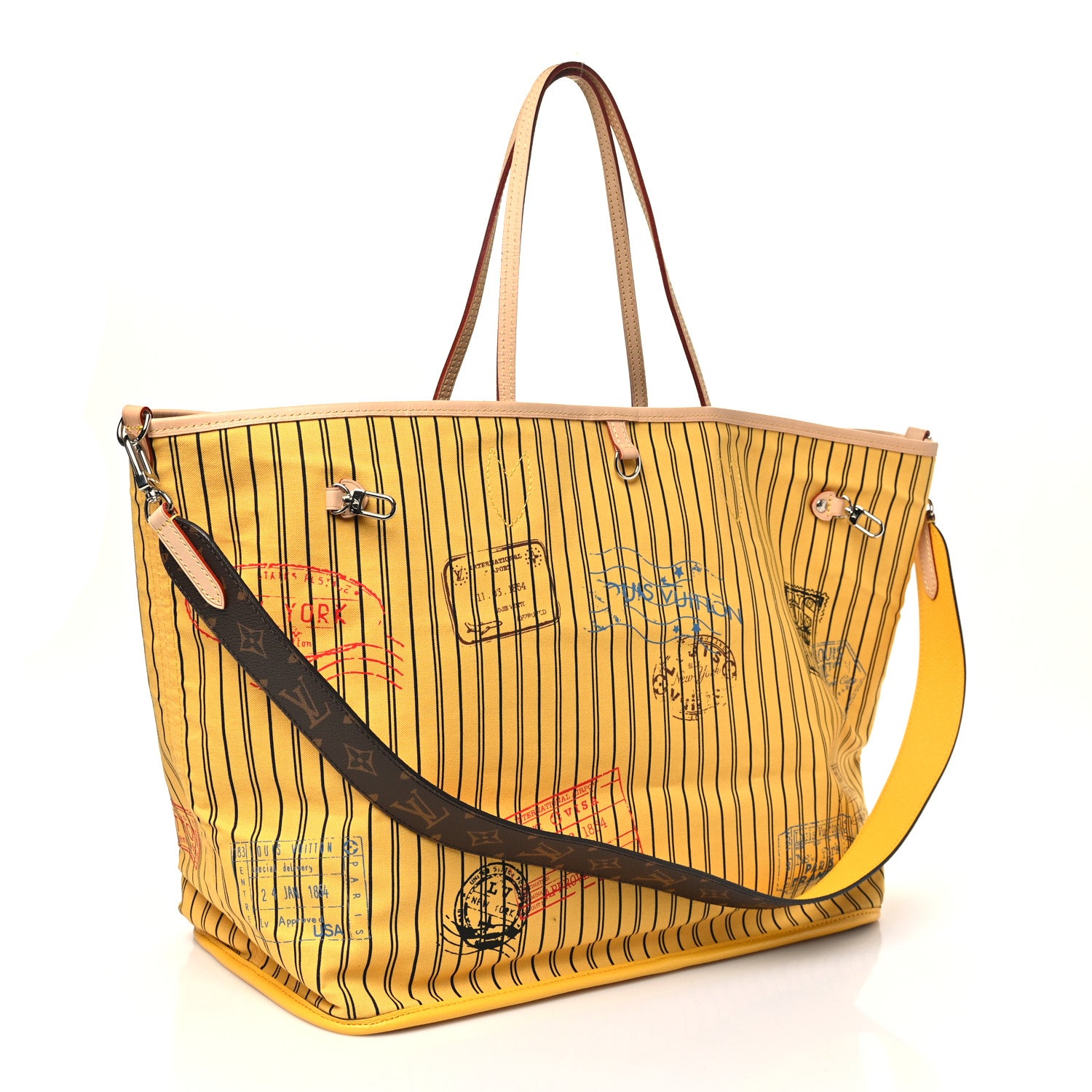 Louis Vuitton Monogram Stamped Inside Out NYC Neverfull Bandouliere GM Yellow 4 of 14
