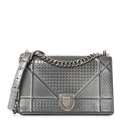 Christian Dior Metallic Patent Micro-Cannage Small Diorama Flap Bag Silver 1 of 18
