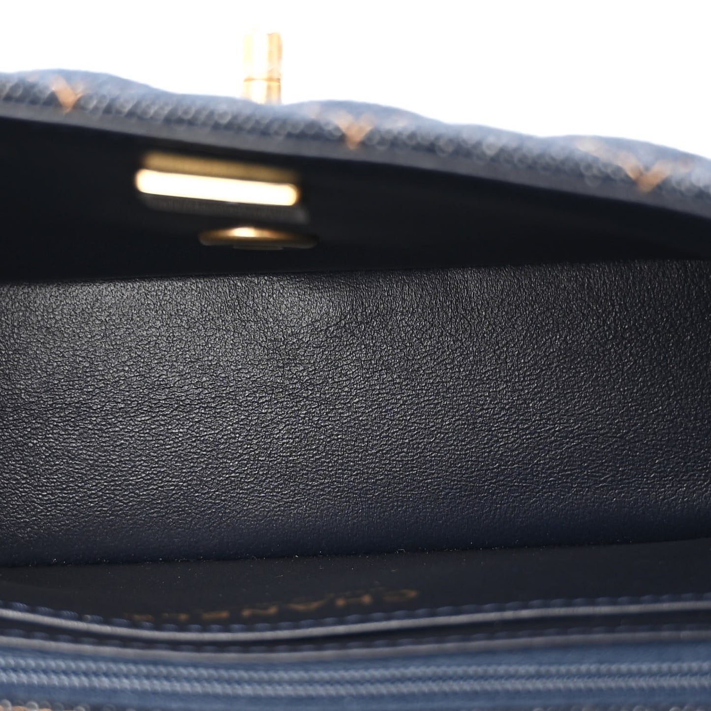 Denim Quilted Mini Rectangular Flap Dark Blue