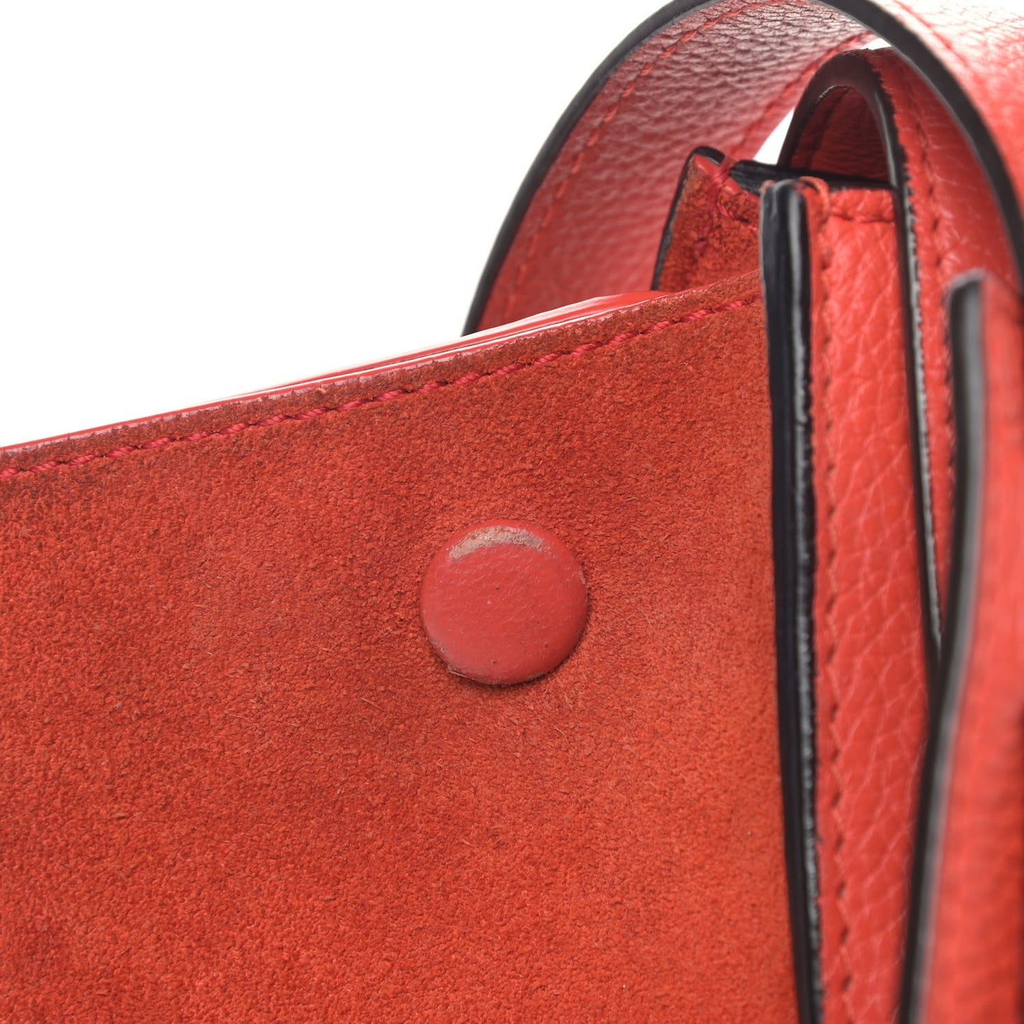 Drummed Calfskin Suede Medium Trapeze Coquelicot