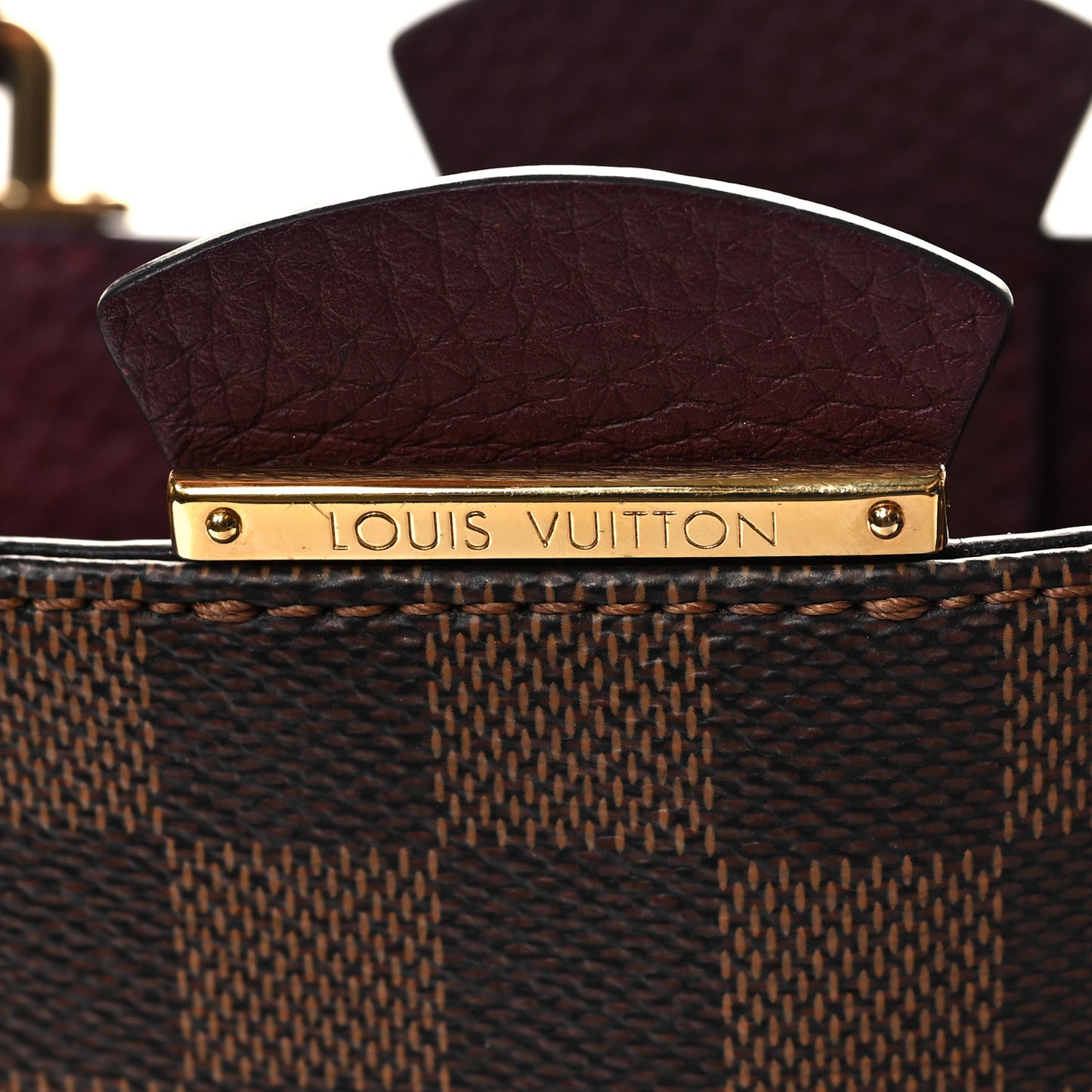 Damier Ebene Cuir Taurillon Brittany Bordeaux