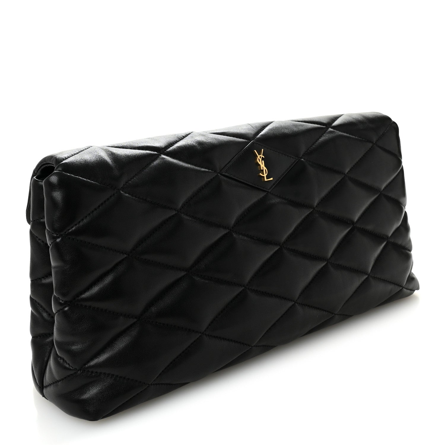 Saint Laurent Lambskin Quilted Sade Puffer Envelope Clutch  Black 3 of 9