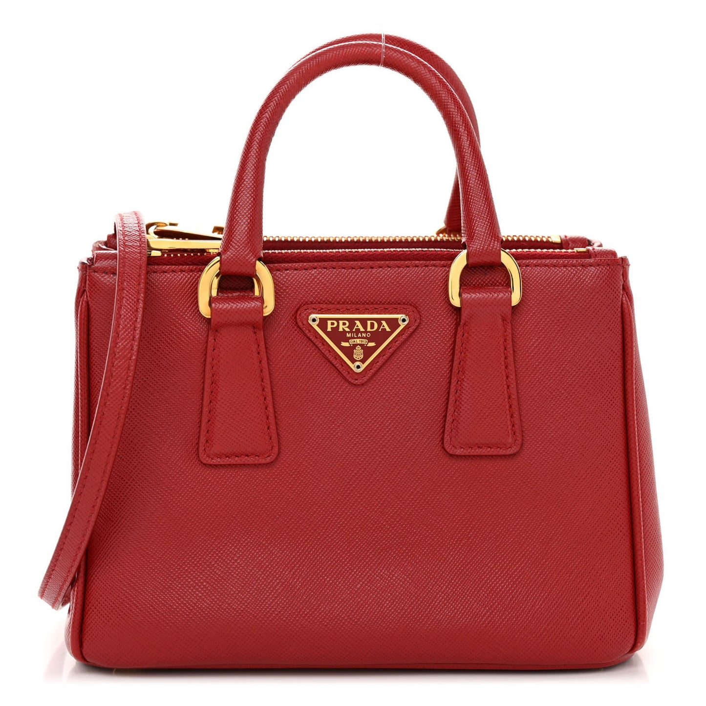 Saffiano Micro Galleria Double Zip Tote Fuoco