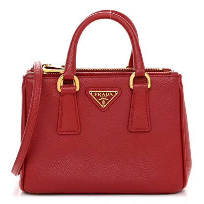 Prada Saffiano Micro Galleria Double Zip Tote Fuoco 1 of 9