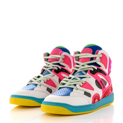 Gucci Demetra Womens Basket High Top Sneakers 39 Great White Bright Splash Loess 2 of 9