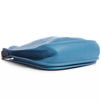 Hermes Taurillon Clemence Evelyne III GM Blue Jean 4 of 8