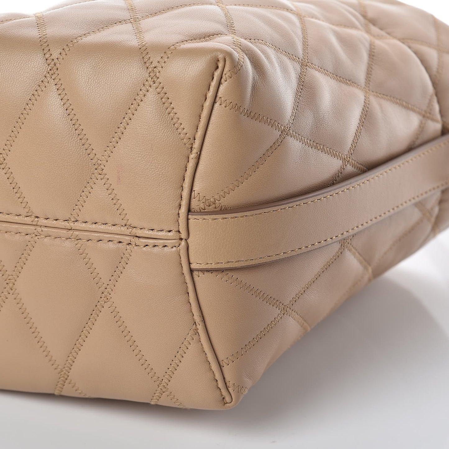 Lambskin Quilted Mini GV Bucket Bag Beige Camel
