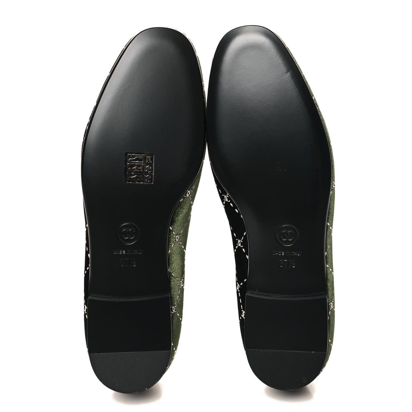 Velvet Moccasin Loafers 37.5 Dark Green