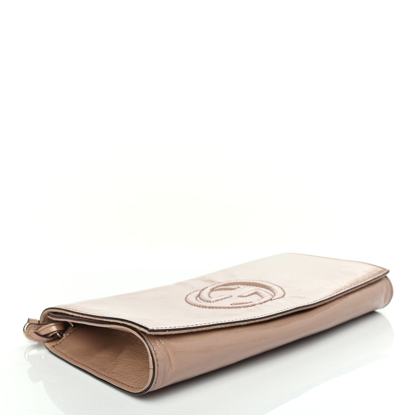 Soft Patent Medium Soho Clutch Nude