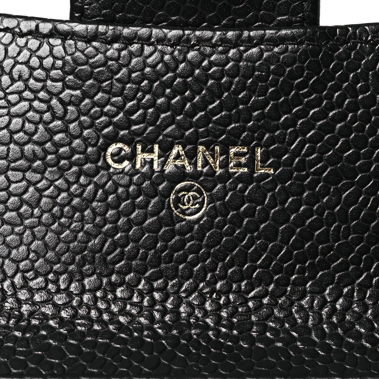 Caviar Quilted Flap Card Holder Wallet Black