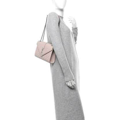 Saint Laurent Grain De Poudre Textured Mixed Matelasse Medium Triquilt Monogram Satchel Marble Pink 2 of 11