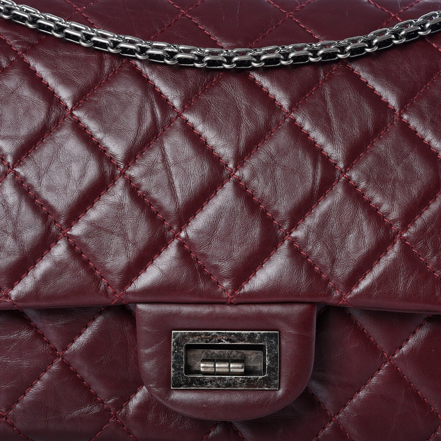 Aged Calfskin Quilted 2.55 Reissue 227 Flap Red