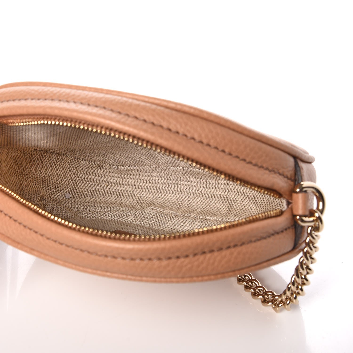 Gucci Pebbled Calfskin Mini Soho Chain Bag Camelia 5 of 7