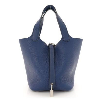 Hermes Taurillon Clemence Picotin Lock 18 PM Bleu Saphir 1 of 12