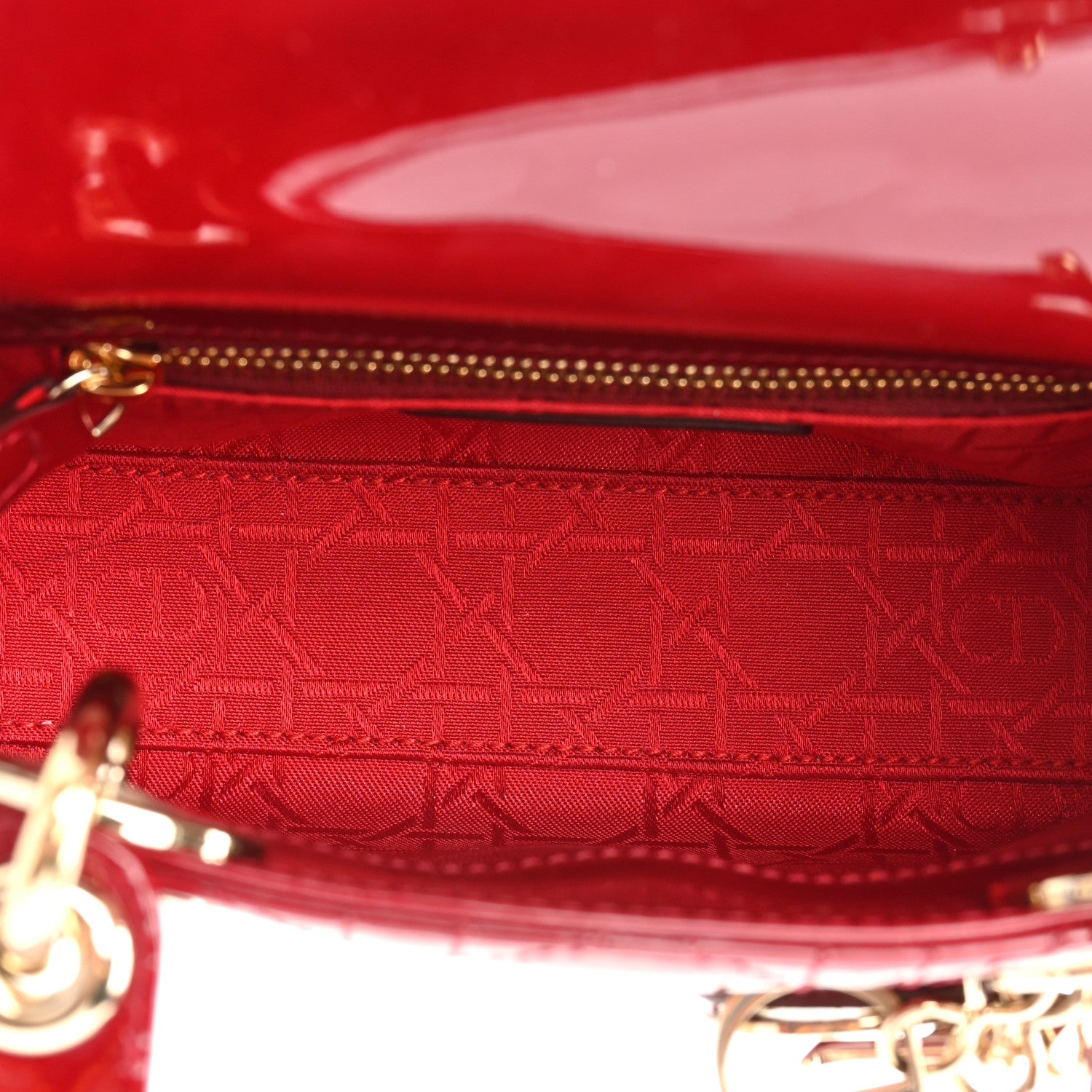 Christian Dior Patent Cannage Mini Lady Dior Red 5 of 10