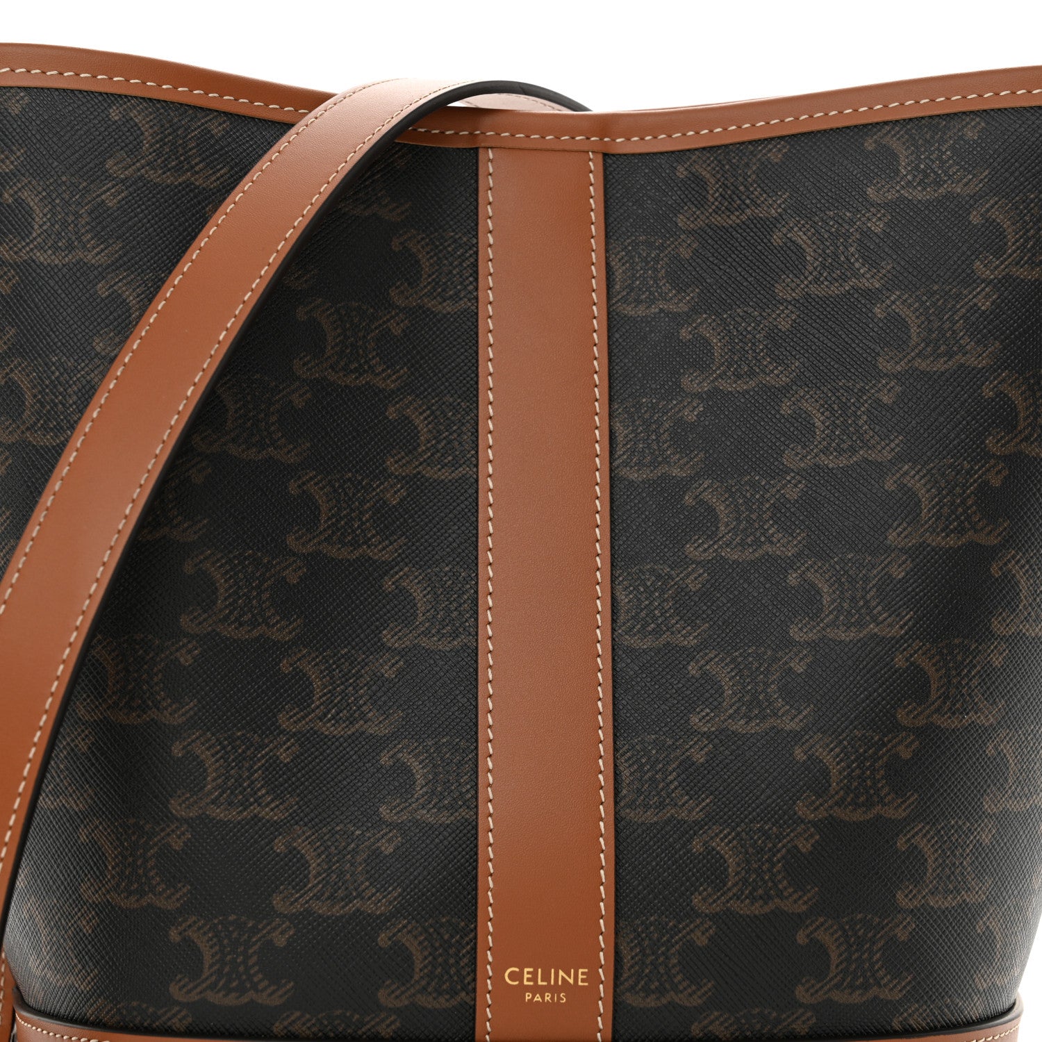 Celine Triomphe Canvas Calfskin Small Bucket Bag Tan 9 of 11