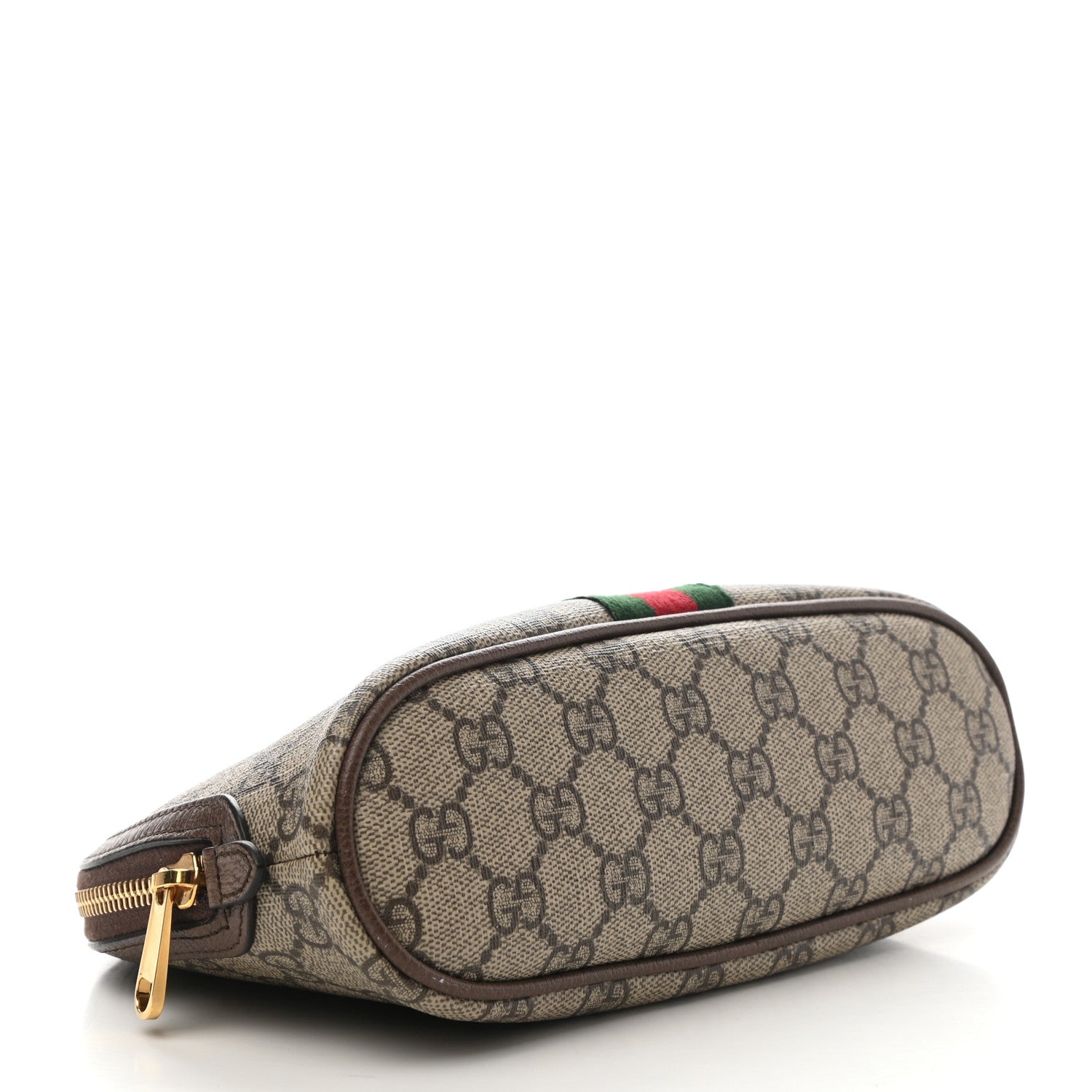 Gucci GG Supreme Monogram Textured Calfskin Web Large Ophidia Cosmetic Case Beige Ebony New Acero 4 of 7