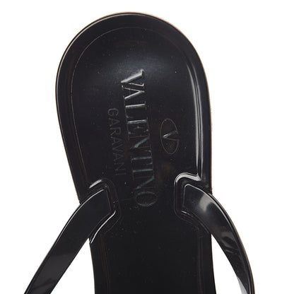 Valentino Garavani PVC Jelly Rockstud Bow Thong Sandals 38 Black 5 of 7