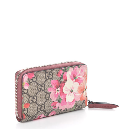 Gucci GG Supreme Monogram Blooms Zip Around Card Case Wallet Beige Multicolor Dry Rose 3 of 7