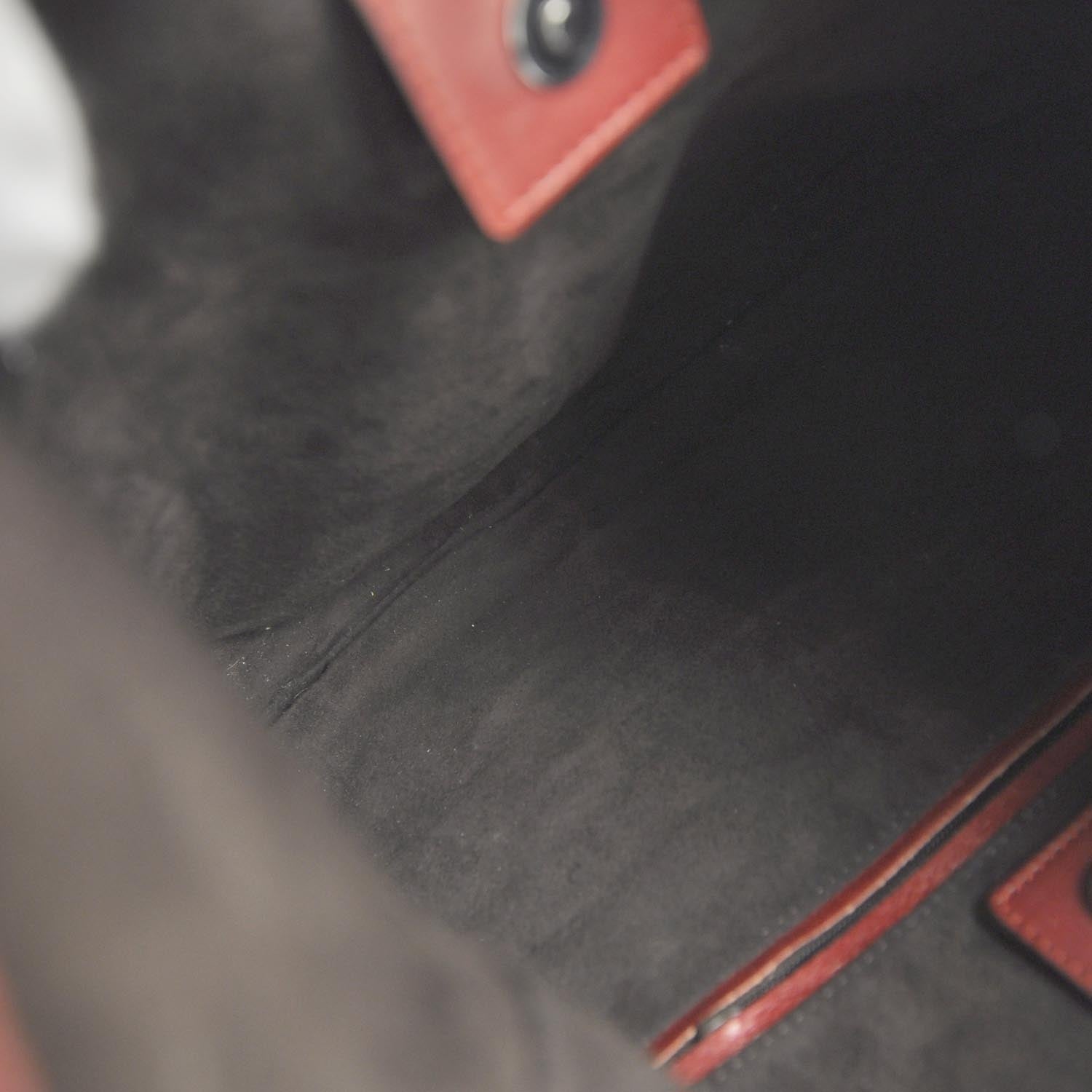 Saint Laurent Leather Mombasa Horn Bag Red 6 of 9